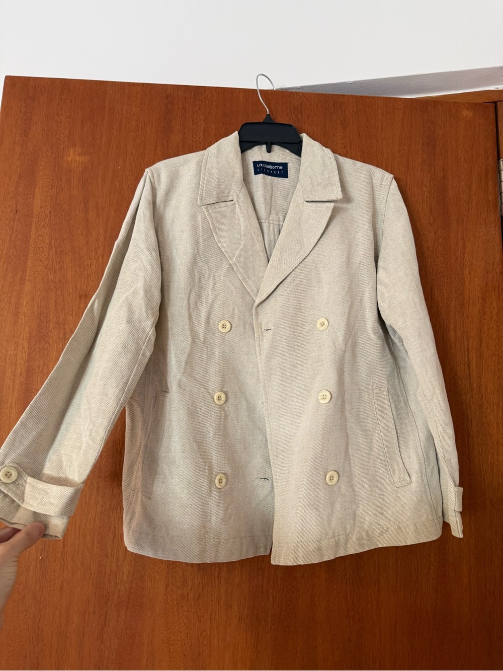Vintage Liz Claiborne Double-Breasted Pea Coat in Cream